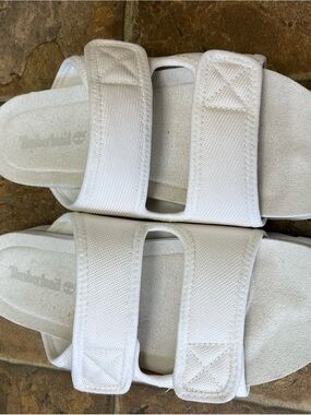 Timberland White Dual-Strap Slide Sandals